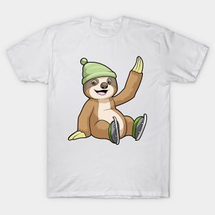 Sloth at Ice skating with Ice skates T-Shirt